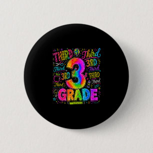 Back to school third 3rd grade colourful school ti 6 cm round badge