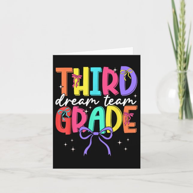 Back To School Third Grade Dream Team Teacher Wome Card (Front)