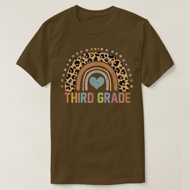 Back To School Third Grade Rainbow Leopard 3rd Gra T-Shirt (Design Front)