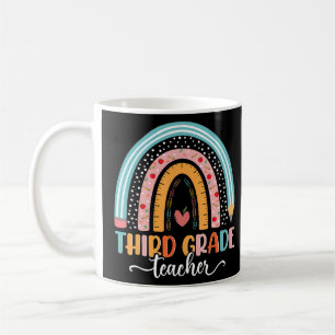 Back To School Third Grade Teacher Rainbow Boho Coffee Mug