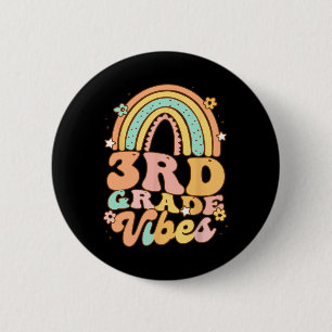 Back To School Third Grade Vibes Student Teacher r 6 Cm Round Badge