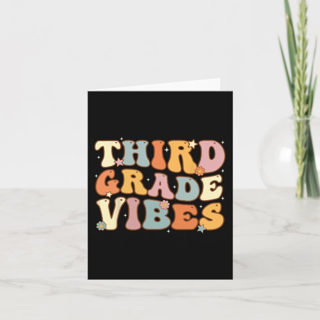 Back To School Third Grade Vibes Student Teacher W Card (Front)