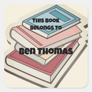 Back to School This Book Belongs to Kids Name Square Sticker