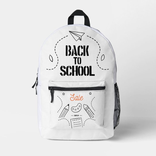 Back to School Typography Design Printed Backpack (Front)