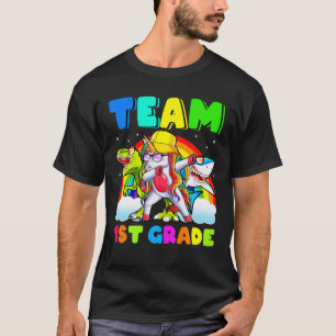 Back To School Unicorn Dinosaur Shark Team 1St Gra T-Shirt