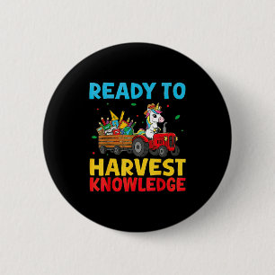 Back To School Unicorn Farming Tractor Farmer Kids 6 Cm Round Badge
