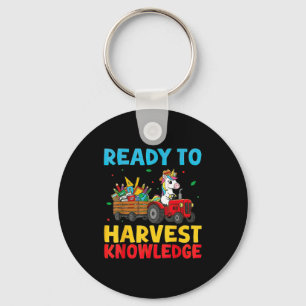 Back To School Unicorn Farming Tractor Farmer Kids Key Ring