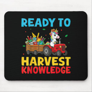 Back To School Unicorn Farming Tractor Farmer Kids Mouse Pad