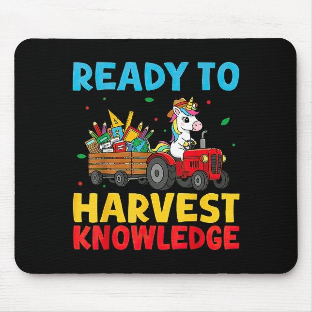 Back To School Unicorn Farming Tractor Farmer Kids Mouse Pad (Front)