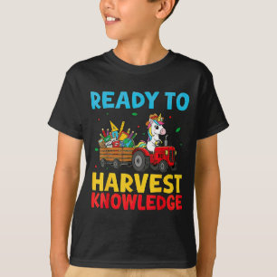 Back To School Unicorn Farming Tractor Farmer Kids T-Shirt