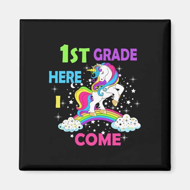 Back To School Unicorn Hello First Day Of First Gr Magnet (Front)