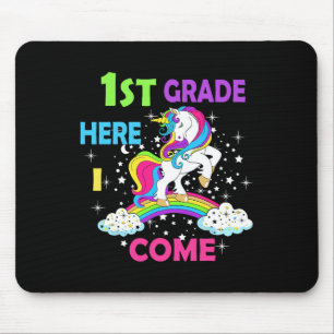 Back To School Unicorn Hello First Day of First gr Mouse Pad