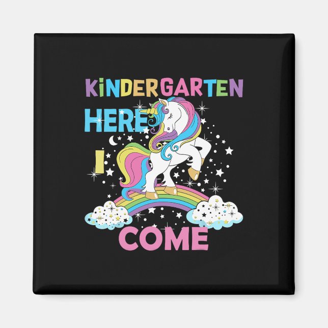Back To School Unicorn Hello First Day Of Kinderga Magnet (Front)