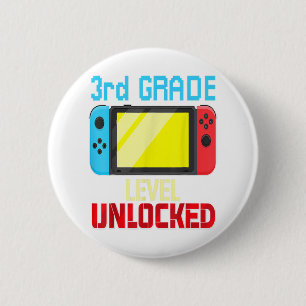 Back to School Video Gamer 3rd Grade Level Unlocke 6 Cm Round Badge