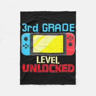 Back To School Video Gamer 3rd Grade Level Unlocke Fleece Blanket
