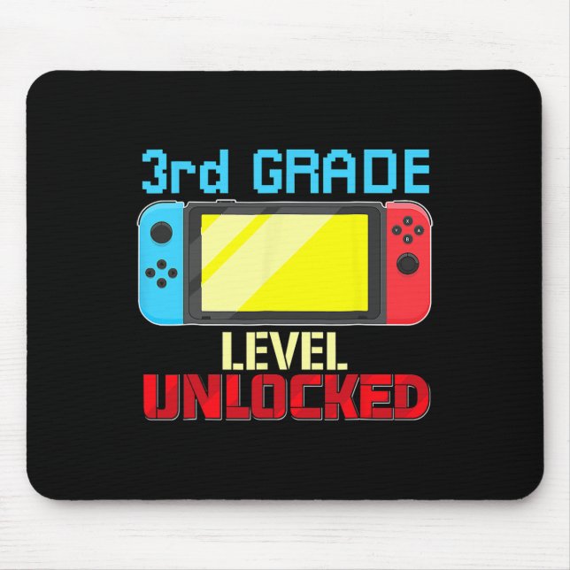 Back To School Video Gamer 3rd Grade Level Unlocke Mouse Pad (Front)