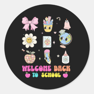Back To School Welcome Back Cute Globe Pencil Art  Classic Round Sticker