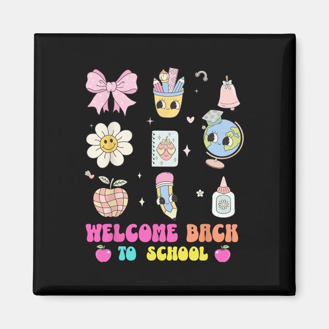 Back To School Welcome Back Cute Globe Pencil Art  Magnet (Front)