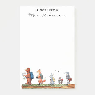 Back To School Woodland Friends Personalised Post-it Notes