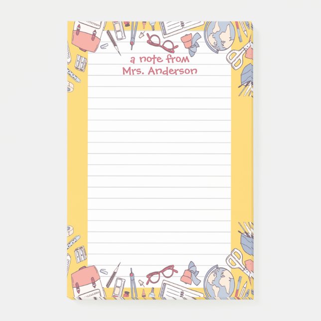 Back to School Yellow Post-it Notes (Front)