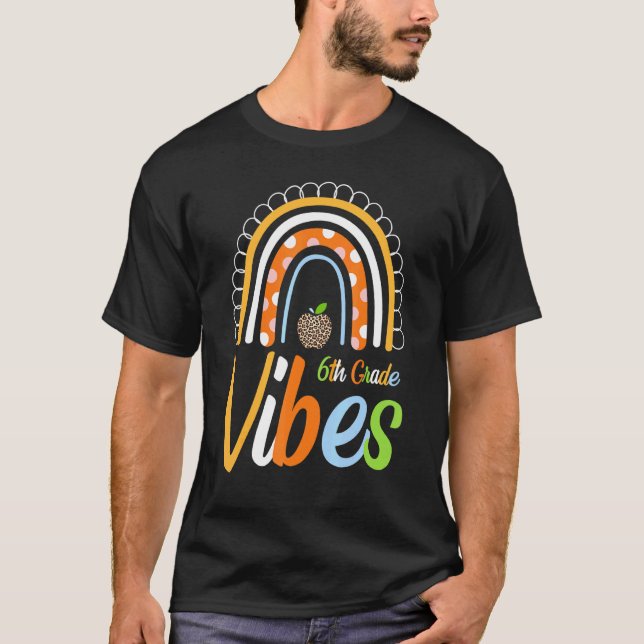 Back To Shcool Boho Rainbow 6th Grade Teacher Stud T-Shirt (Front)
