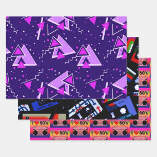 Back To The 80's Retro Collection Wrapping Paper Sheet