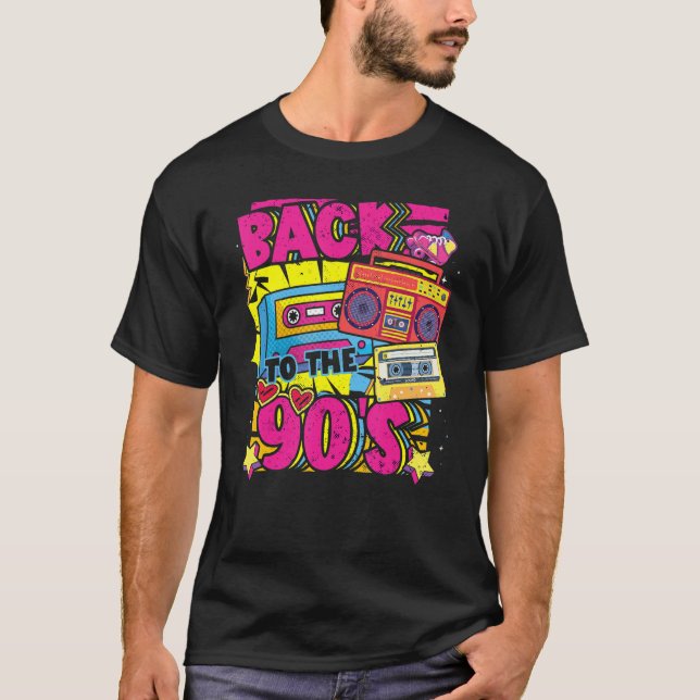 Back To The 90s 90s Disco Radio And Techno Era Vin T-Shirt (Front)