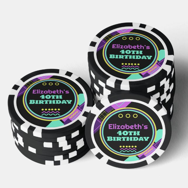 Back To The 90s Retro Birthday Poker Chips (Stack)