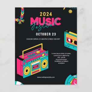 Back to the 90s, Retro Music Festival Party Flyer