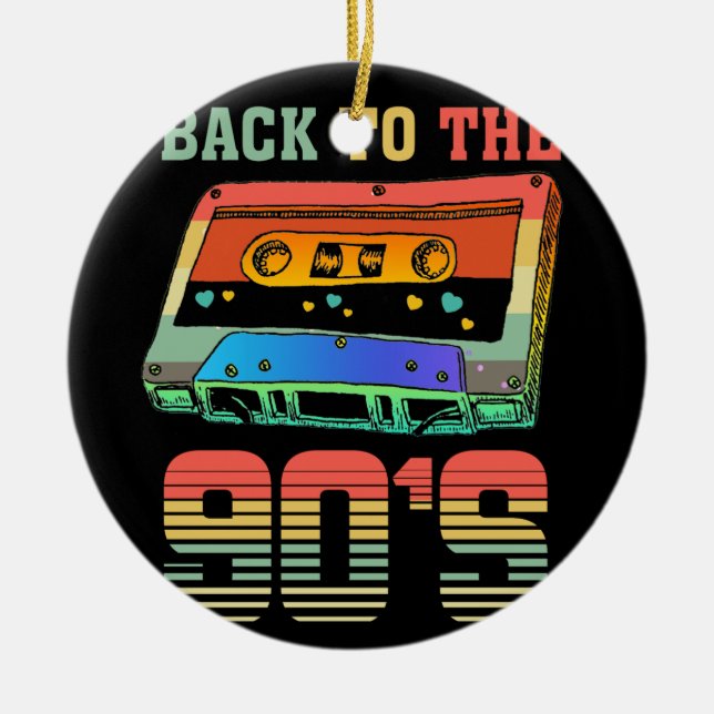 Back to the 90s Retro Party 90er Cassette Ceramic Tree Decoration (Front)