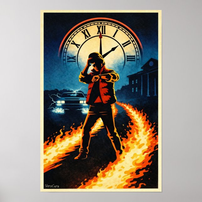 Back to the Future Inspired Retro Movie Poster Art (Front)