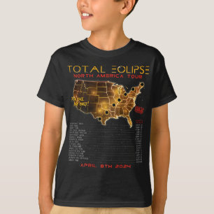 Back) Total Solar Eclipse 2024 North America Tour  T-Shirt