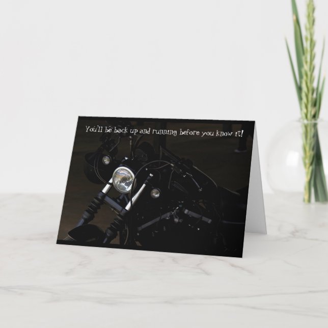 Back Up and Running Motorcyclist Get Well Card (Front)