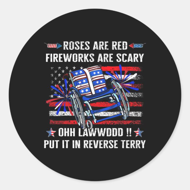 Back Up Terry Put It In Reverse Firework Funny 4th Classic Round Sticker (Front)