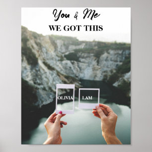 Back View Couple Sitting Beach Landscape You & Me  Poster