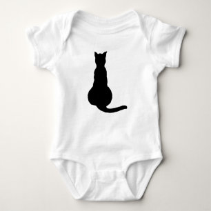 Back View Of An Insubordinate Cat Black Silhouette Baby Bodysuit
