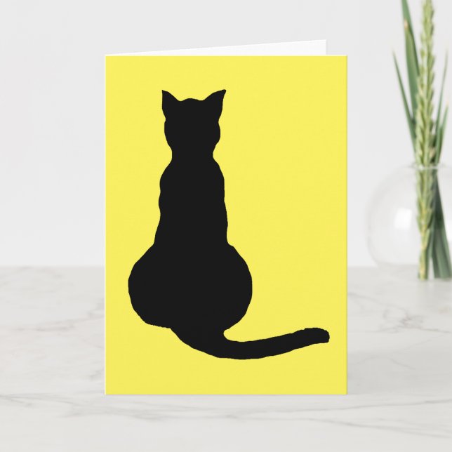 Back View Of An Insubordinate Cat Black Silhouette Card (Front)