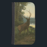 Back view of Elk Looking over a Lake Samsung S4 Wallet Case<br><div class="desc">Do you live far away from nature? This beautiful and yet classical image gives an impression of peacefulness and the colours of the elk are accurate which makes this image very realistic. Get this nature styled art on your favourite products!</div>
