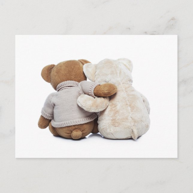 Back view of two Teddy bears hugging each other Postcard (Front)
