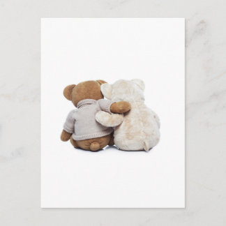 Back view of two Teddy bears hugging each other Postcard