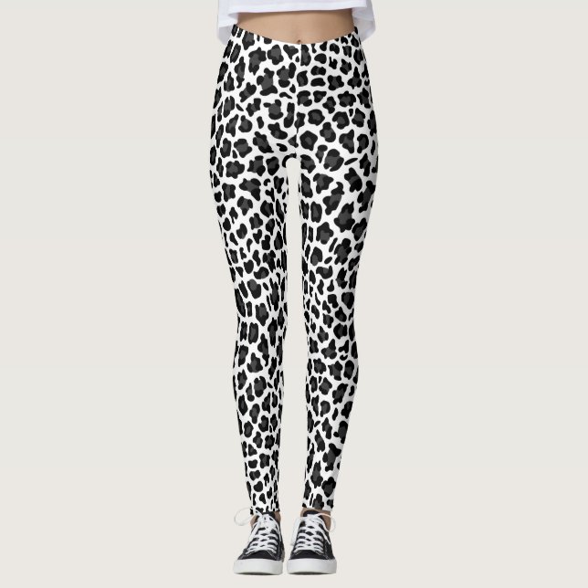 Back White Leggings Animal Print Womens (Front)