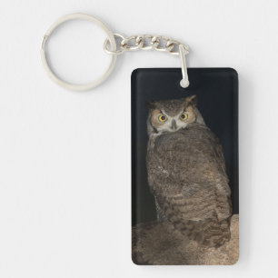 Back yard Great Horned Owl Key Ring