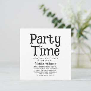 Backbone Font Black White Modern Grad Party Card