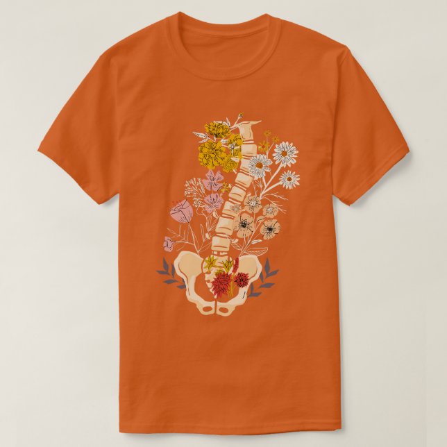 Backbone Spine Flowers Floral Orthopaedic Radiolog T-Shirt (Design Front)