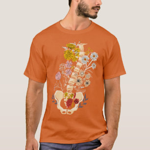 Backbone Spine Flowers Floral Orthopaedic Radiolog T-Shirt