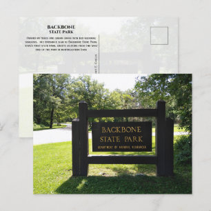 Backbone State Park Entrance Sign Iowa Postcard