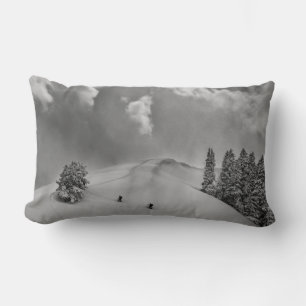 Backcountry Ski Climbers in fresh powder Lumbar Cushion