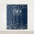 Backdrop 50th Birthday Silver Navy Blue Confetti