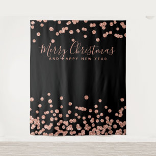 Backdrop Christmas Holiday Rose Gold Confetti Tapestry