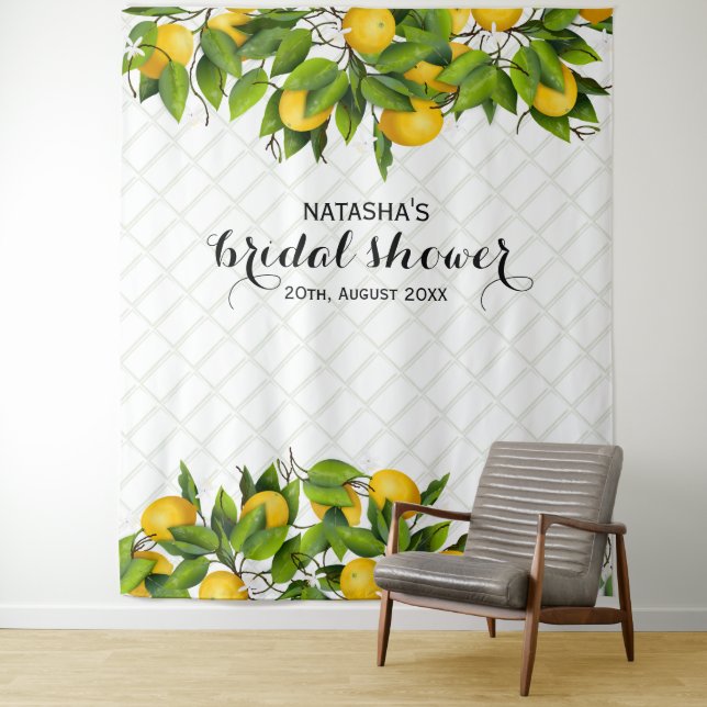 Backdrop Lemon Fruit Wedding Tapestry (In Situ)